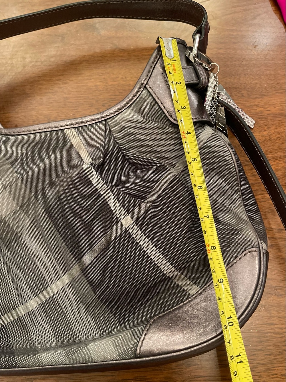 Burberry Charcoal Plaid Shoulder Hobo Bag - Picture 11 of 11